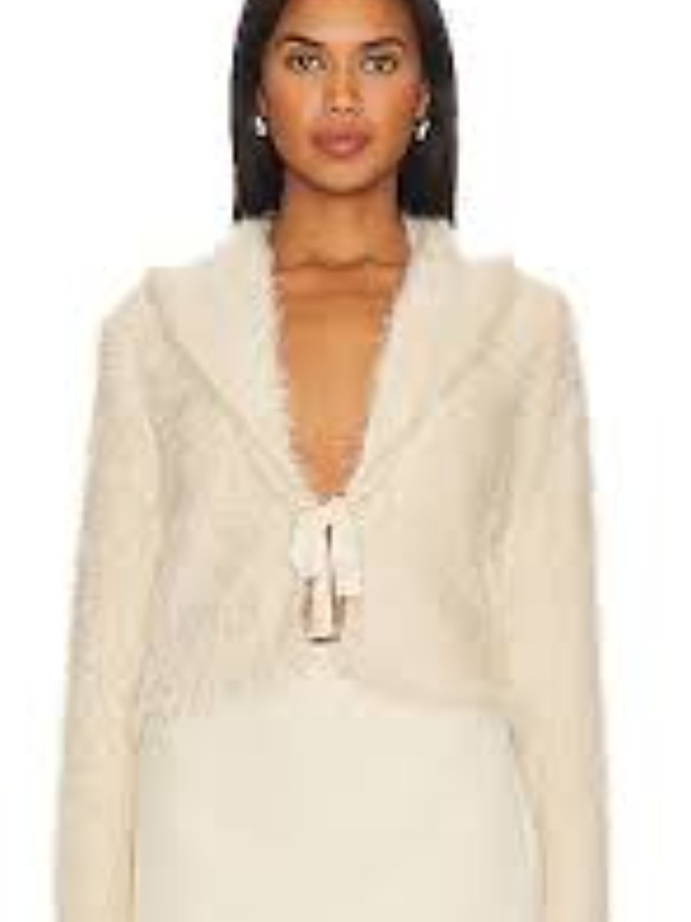 Free People Cream Tie-Front Blazer Jacket